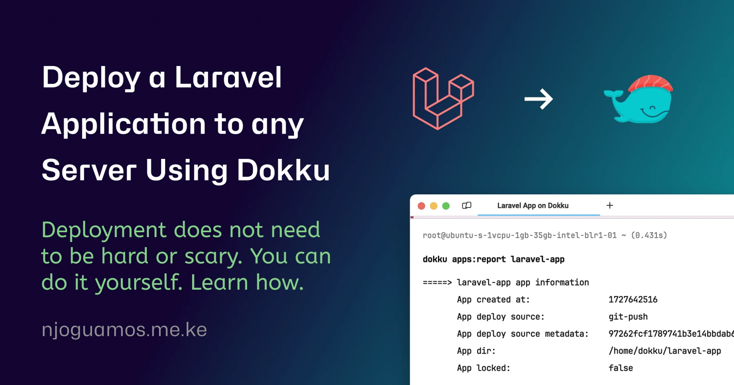 Image with text deploy a laravel application to any server using-dokku