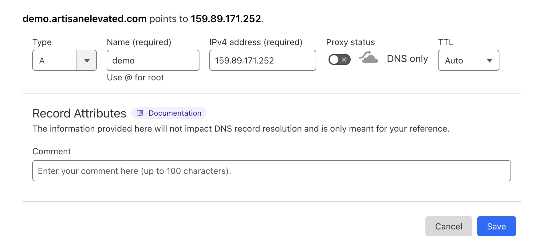 adding a sub domain in Clouflare